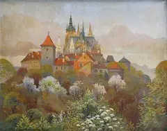František Xaver Margold, Pohľad na Špilberg v Brne, 1923, olej na plátne