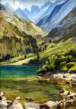 Jaroslav Votruba, Dolina z Lomniska a Popradské Pleso, 1943, tempera na papieri