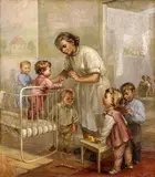 Edita Spannerová, V škôlke, 1953, olej na plátne