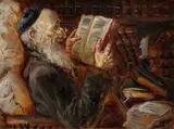 Welber Sándor Beregi Samuel, Čítajúci rabín, okolo 1900, olej na dreve
