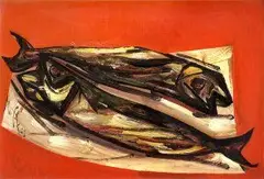 Ryby by František Studený, 1968, olej na kartóne, sold Oct 2005