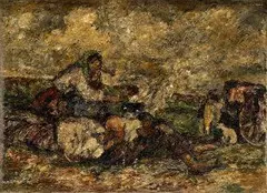 Károly Kotász, Odpočinok na poli, okolo 1935, olej na plátne dublované na dreve