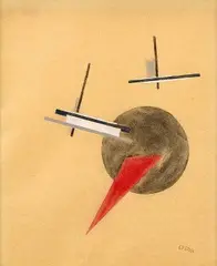 Nikolaj Suetin, Suprematistická kompozícia, okolo 1920, akvarel na papieri