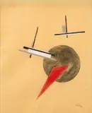 Nikolaj Suetin, Suprematistická kompozícia, okolo 1920, akvarel na papieri