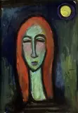 Ernest Špitz, Žena a mesiac (Z cyklu Nokturno), okolo 1957, olejová tempera a pastel na papieri