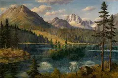 Jiří Mucha, Pohľad na Štrbské Pleso, okolo 1940, olej na plátne