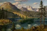 Jiří Mucha, Pohľad na Štrbské Pleso, okolo 1940, olej na plátne