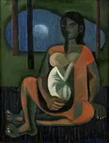 Jarmila Čihánková, Matka s dieťaťom, 1962, olej na plátne