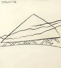 Vladimír Popovič, Tatry - Spiš, 1992, kresba uhľom na papieri