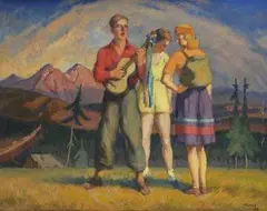 Andrej Kováčik, Rekreanti, 1949, olej na plátne