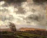 Veterná krajina by Nándor Katona, 1910, olej na kartóne, sold Jun 2005