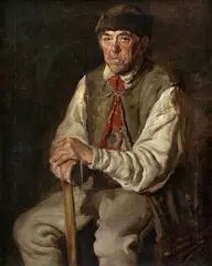 Andor Borúth, Chlap so sekerou, 1919, olej na plátne