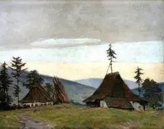 Martin Benka, Oravský motív, 1913, olej na lepenke