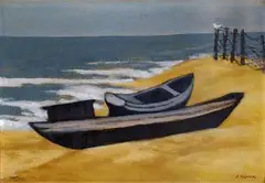Eugen Nevan, Loďky v Baltiku, 1947, olejová tempera na kartóne