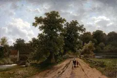 Carl Weinert, Krajina s mlynom a figurálnou stafážou, 1898, olej na plátne