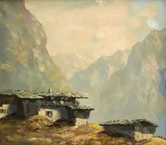 Karl Hosch, Chata v Alpách, 1940, olej na plátne