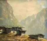 Karl Hosch, Chata v Alpách, 1940, olej na plátne