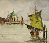 Wolfgang Jüger, Pohľad na Benátky, 1920, olej na plátne