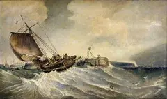 H. Dyhrberg, Búrka na mori, 1900, olej na plátne
