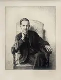 Max Švabinský, Portrét sediaceho muža, 1928, litografia na papieri