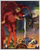 Josef Loukota, Návrh titulky pre satirický magazín Meggendorfer - Blätter, 1913, gvaš na kartóne