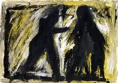 Stretnutie by Ivan Csudai, 1987, kombinovaná technika na papieri, sold May 2005