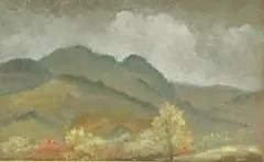 Aurel Kajlich, Krajina od Piešťan, 1950, olej na kartóne