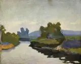 Július Koreszka, Dunajská zátoka, 1930, olej na kartóne