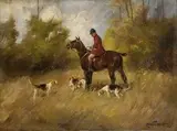 Eduard Lengyel-rheinfuss, Poľovačka, 1920, olej na plátne