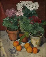 Victor Belanyi, Zátišie s kvetmi a pomarančami, 1910, olej na plátne
