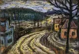 Jeseň v Čáčove by Janko Alexy, 1945, pastel na papieri, sold Mar 2005