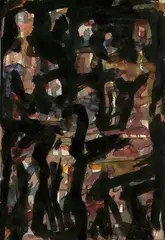 Teodor Tekel, Tri figúry, 1960, kresba tušom, pastelom, akvarelom na papieri