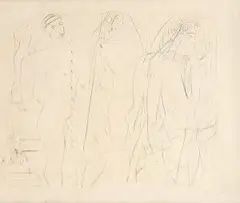 Endre Nemes, V ateliéri, 1938, suchá ihla na papieri