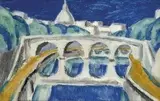 Most nad Tiberom (Ponte Sisto) by Ernest Zmeták, 1969, tempera na papieri, sold Mar 2005