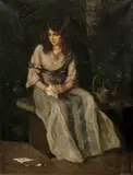 Endre Komaromi-Kacz, Sediaca žena, 1910, olej na plátne