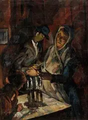 Vilmos Perlrott-Csaba, Pred židovskými zásnubami, 1920, olej na plátne