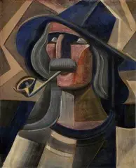 Hugo Scheiber, Muž s fajkou, 1935, tempera na papieri