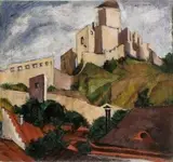 Lajos Tihanyi, Pohľad na Trenčiansky hrad, 1912, olej na plátne (reštaurované, dublované na nové plátno)