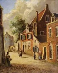 Van Moer, Holandské mesto, 1950, olej na dreve