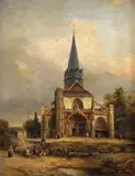 Gotická katedrála by Etienne Villeret Francois, 1850, olej na plátne, sold Mar 2005
