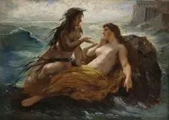 Wilhelm Krag, Dve nymfy, 1860, olej na preglejke