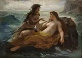 Wilhelm Krag, Dve nymfy, 1860, olej na preglejke