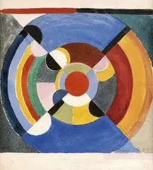 Sonia Delaunay, Abstraktná kompozícia s krížom, 1939, gvaš na papieri