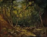 Arkadij Solovjev, Lesný potok, 1930, olej na plátne