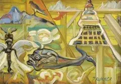 Štefan Prukner, Tajomný kolobeh, 1960, tempera na kartóne
