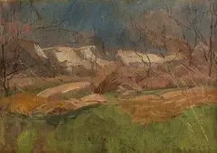 Alexander Szabó, Pri starom lome, 1980, olej na kartóne