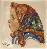 Važtianka z profilu by Jan Hála, 1947, olej na kartóne, sold Nov 2004