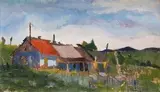 Vojtech Erdély, Za dedinou, 1950, olejová tempera na kartóne
