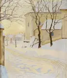Štefan Polkoráb, Zimné mestečko, 1926, olej na plátne