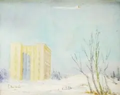 Pri Bratislave by Štefan Bednár, 1953, olej na kartóne, sold Nov 2004